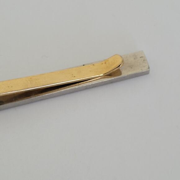 Christian Dior Tie Bar Clip Clasp Gold Silver Tone Logo Vintage Designer - Picture 5 of 7